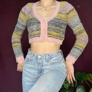 Aritzia colorful cropped cardigan